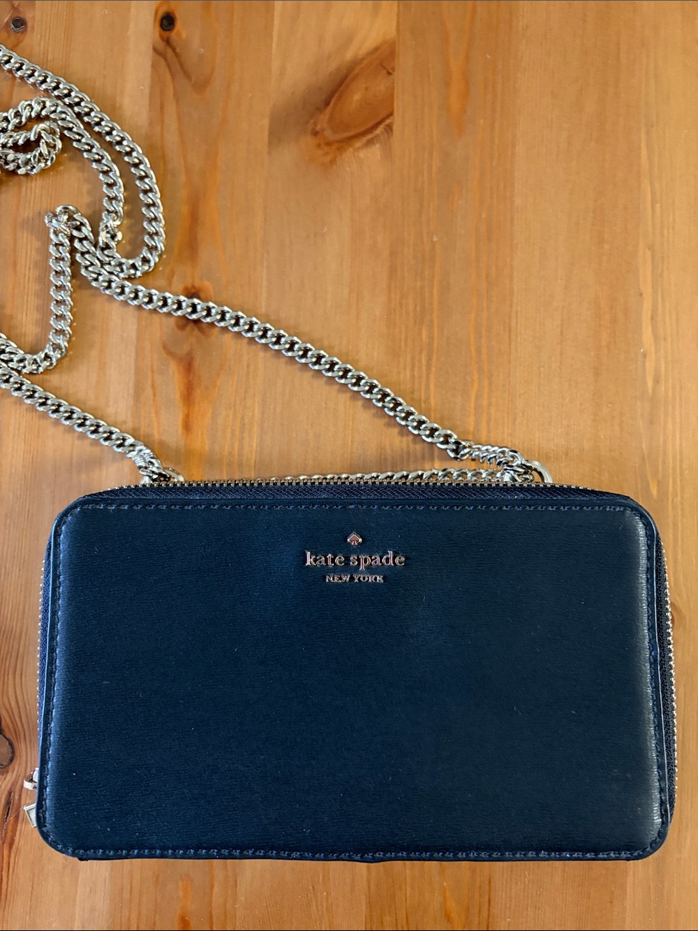 kate spade New York Black Leather Chain Crossbody purse